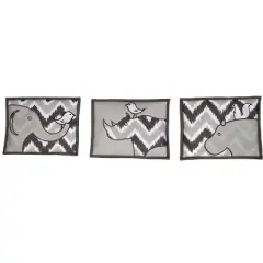 Bacati - Ikat Dots Stripes Coral Grey Muslin Girls 10 pc Crib Set with wall hangings & Mobile