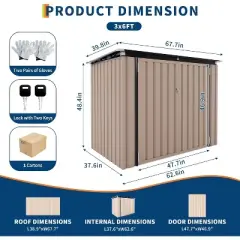 3x6FT Dual Trash Can Storage Shed w/Chain-Lid Secured Metal Outdoor Enclosure for Garden, Backyard, Lawn & Patio