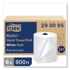 Tork Advanced Matic Hand Towel Roll, 1-Ply, 7.7" x 900 ft, White, 6 Rolls/Carton