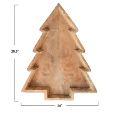 Storied Home Mango Wood Tree Shaped Tray