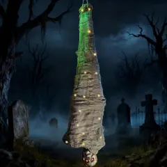 Joyfy Cocoon Corpse Halloween Decoration, 65" Hanging Skeleton Corpses with Lights and Sound, Animated Hanging Dead Body Prop for Indoor Outdoor Decor