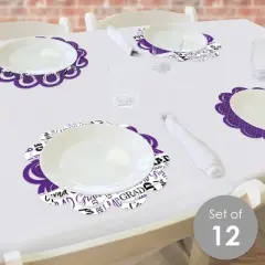 Big Dot of Happiness Purple Grad - Best is Yet to Come - Purple Graduation Party Round Table Decorations - Paper Chargers - Place Setting For 12