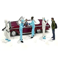 "Hazmat Crew" 6 piece Diecast Figurine Set for 1/64 Scale Models by American Diorama
