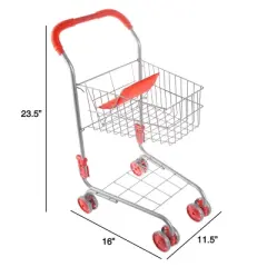 Toy Time Kids' Pretend Play Shopping Cart - Light Gray/Red