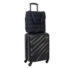 Geoffrey Beene Puffer 2 PC Luggage Set, Black