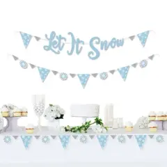 Big Dot of Happiness Winter Wonderland - Snowflake Holiday Party & Winter Wedding Letter Banner Decor - 36 Banner Cutouts & Let It Snow Banner Letters