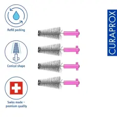 Curaprox Black is White Carbon M Interdental Brush Refills, 4-Pack for Deep Cleaning Between Teeth