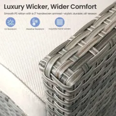 Buenhomino High Back Patio Furniture Set with Thick Cushion, 8-Piece Outdoor Conversation Set with Sofa, Swivel Rocker Chairs, Glass Table & Ottomans