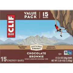 CLIF Bar Chocolate Brownie Granola Protein Bar Made with Organic Oats - 10g Protein - 36oz/15pk