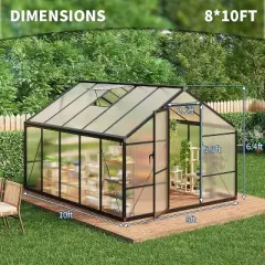 GustoWave 8&times;10 ft Large Walk-In Polycarbonate Greenhouse，for Outside Garden Backyard, Patio, Lawn