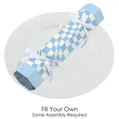 Big Dot of Happiness Blue Checkered Party - No Snap Party Table Favors - DIY Cracker Boxes - Set of 12