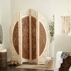 French Country Mango Wood Room Divider Screen Brown - Olivia & May