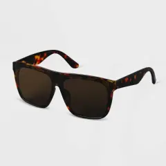 Women's Tortoise Shell Plastic Shield Sunglasses - A New Day&trade; Brown