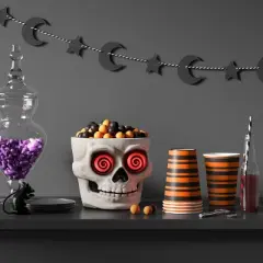 8" Light and Sound Candy Bowl Skull Halloween Decorative Prop White - Hyde and EEK! Boutique&trade;