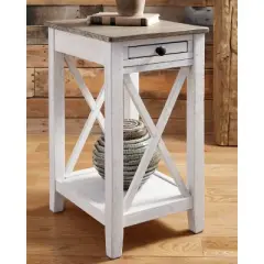 Adalane Side Table White/Gray - Signature Design by Ashley