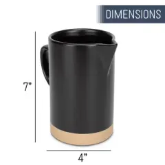 Nat & Jules Raw Bottom Matte Black 40 ounce Ceramic Pitcher Jug
