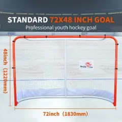 Racxily 72"x48" Steel Street Hockey Goal Set &uml;C Durable Indoor/Outdoor Hockey Net with Reinforced Netting, Easy Assembly, Portable