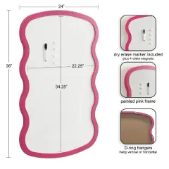 Kate & Laurel All Things Decor 24"X36" Holbrook Wavy Magnetic Dry Erase Board Pink