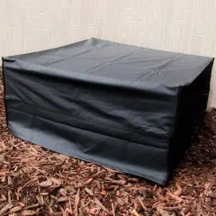 Sunnydaze Outdoor Weather-Resistant PVC and Polyester Square Fire Pit Bowl Cover with Drawstring and Toggle Closure - 48" - Black