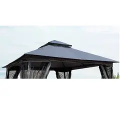 Sevobal Patio Umbrellas Patio Double Roof Gazebo Replacement Canopy Top Fabric For Lawn, Garden, Backyard, Gray, 117"*117"*26.78"