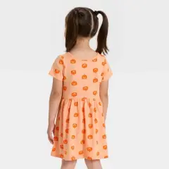 Toddler Girls' Short Sleeve Halloween Pumpkin Dress - Cat & Jack&trade; Orange