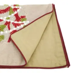 16" X 72" Beaded Christmas Tree Runner Red - SARO Lifestyle: Elegant Holiday Decor, Non-Woven Polyester, Spot Clean