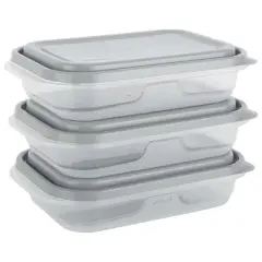 GoodCook EveryWare Rectangle Food Storage Containers - 4 Cups - 6pcs/3ct - Gray
