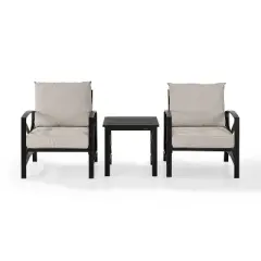 3pc Kaplan Outdoor Seating Set with 2 Chairs & Side Table - Oatmeal - Crosley