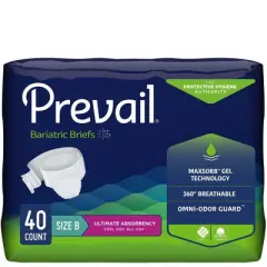 Prevail Bariatric Adult Incontinence Brief Bariatric Size B Heavy Absorbency Bariatric, PV-094, Ultimate, 40 Ct