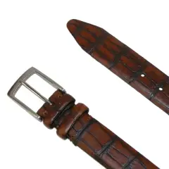 Aquarius Men's Big & Tall Croc Print Leather Dress Belt