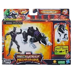 Marvel Mech Strike Mechasaurs Black Panther and Sabre Claw Action Figure Set - 2pk