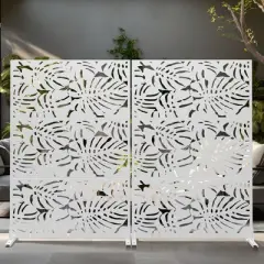 Lirago White 72 in. Galvanized Metal Outdoor Privacy Screens Garden Outdoor Fence