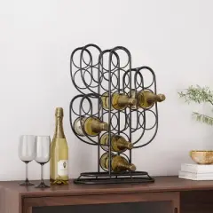 Gulches 13 Bottle Tabletop Cactus Wine Rack Modern Industrial Iron Design, No Assembly Required