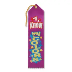Beistle I Know My Colors Award Ribbon, 2" x 8", (6/Pkg) Multicolored
