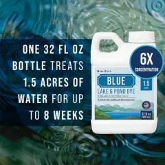 Maplefield 6X Concentrated Blue Lake & Pond Dye - Dye Lakes, Ponds & Water Features - Transform Murky Water - 32oz
