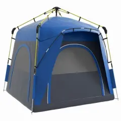 Cesicia Camping Tents fit 4 Person, Pop Up Tent, Family Travel Tent w/ Windows, Doors Carry Bag Included, Blue