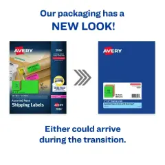Avery 2"x 4" Neon Shipping Labels with Sure Feedfor Laser Printers, Assorted: Green, Pink, Yellow Labels, 500 Neon Labels (5956)