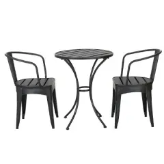 Christopher Knight Home Timotha 3 Piece Outdoor Modern Metal Round Patio Bistro Set with Open Slat Design