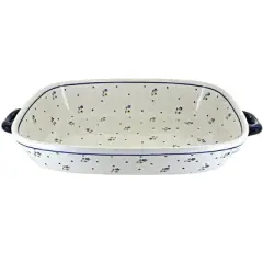 Blue Rose Polish Pottery 1346 Zaklady Extra Large Baker with Handles