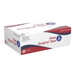 Dynarex Clear Surgical Tape, 1 in x 10 yds, 12 Rolls, 1 Pack