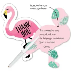 Big Dot of Happiness Pink Flamingo - Shaped Thank You Cards - Tropical Summer Party Thank You Note Cards with Envelopes - Set of 12