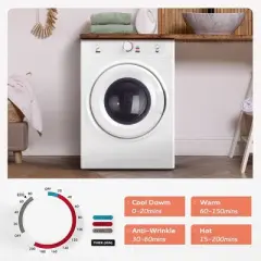 Simzlife Electric Laundry Dryer, 4 Programs & 2 Modes, Stainless Steel Tumbler, 28.6 Lbs Clothes/1500W, for Home/Apartments/Dorm, White