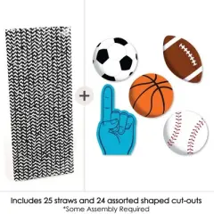 Big Dot of Happiness Go, Fight, Win - Sports - Paper Straw Decor - Baby Shower or Birthday Party Striped Decorative Straws - Set of 24