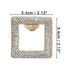 Unique Bargains Women's Rhinestone Shoe Buckle 2.13"x2.13" Gold Tone 1 Pc