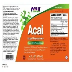 Acai Liquid Concentrate 100% Pure by Now Foods  -  16 oz Liquid