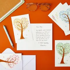 Best Paper Greetings 8 Pack Bulk All Occasion Greeting Note Cards with Envelopes Blank Inside, Heart Shaped Tree Design for Thank You, 4x6 in