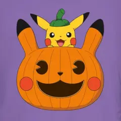 Junior's Pokemon Halloween Pikachu Jack-O'-Lantern T-Shirt