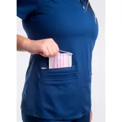 Moxie Scrubs Ashley Top &ndash; Soft Split Neck Women's Scrub Top with 4-Way Stretch, Quick Dry Fabric, Zipper Pocket, Plus Sizes XXS&ndash;5X