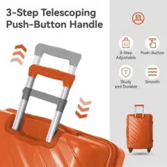 NAYSAYE Luggage Hardside 3 Piece Spinner Set with TSA Lock and Scratch Resistant Surface for Travel, Orange, 21.65"*13.19"*31.1"
