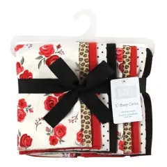 Hudson Baby Infant Girl Cotton Flannel Burp Cloths, Rose Leopard, One Size